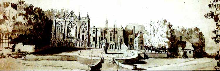 Watercolour of the West Front by Peter Tillemans.